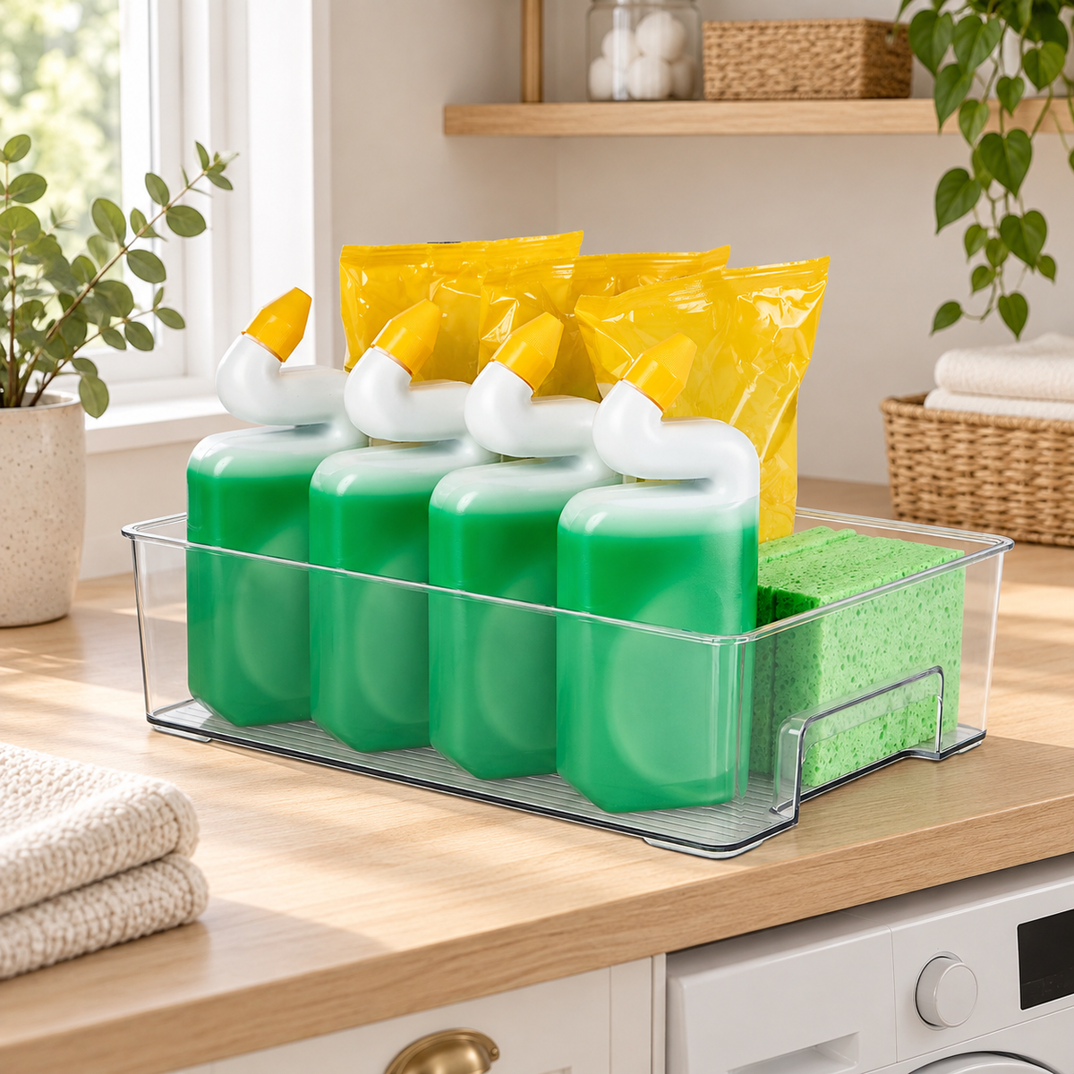 Laundry Storage Tray - Large in a clean Scandinavian interior