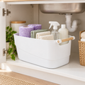 Laundry Storage Tub w/ Wooden Handle - Large in a bright laundry setting