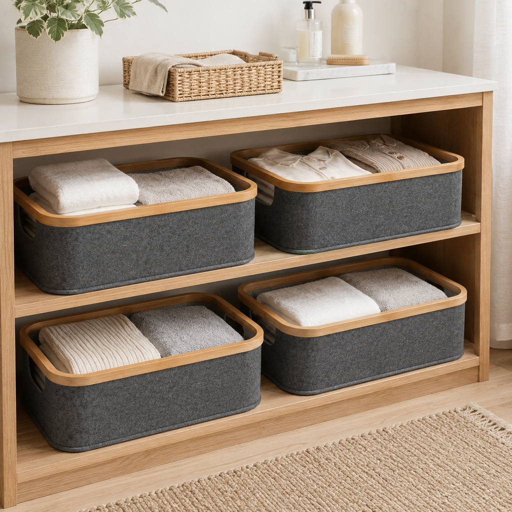 Linen Basket Medium - Dark Grey - 4 Pack – view 2