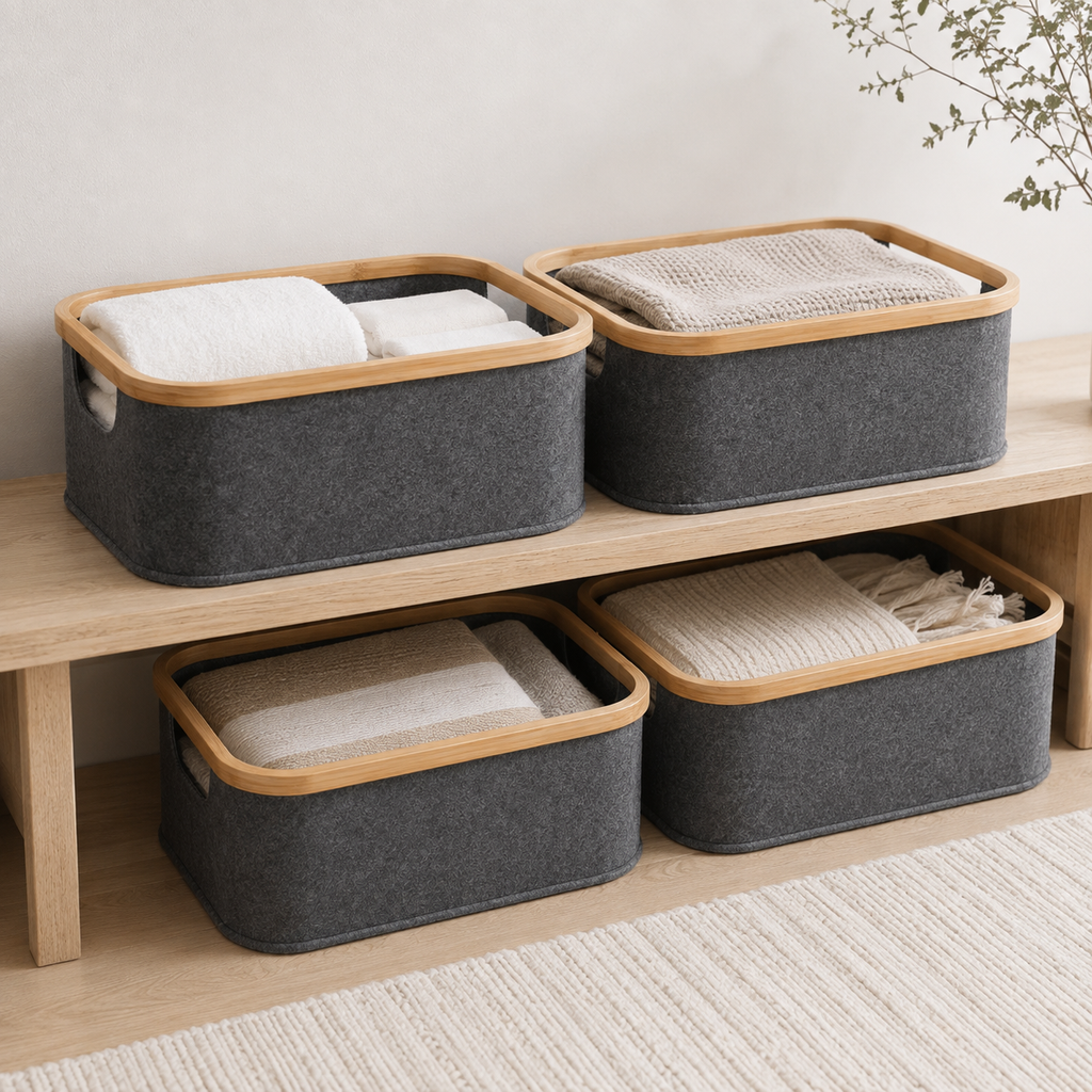 Linen Basket Medium - Dark Grey - 4 Pack – view 3