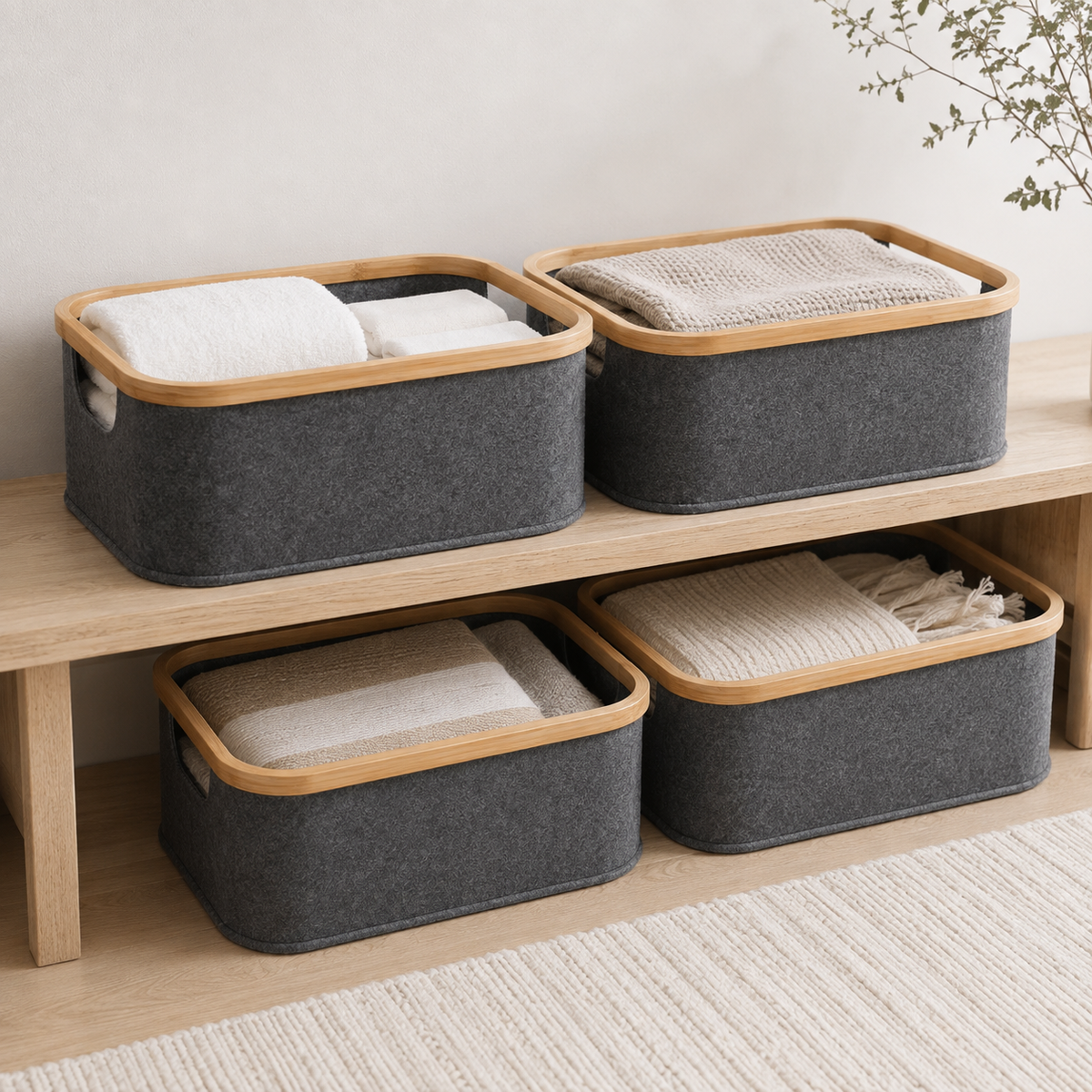 Linen Basket Medium - Dark Grey - 4 Pack – view 3