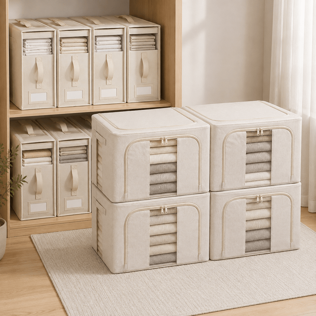 Linen Storage Box 12 Set - Beige