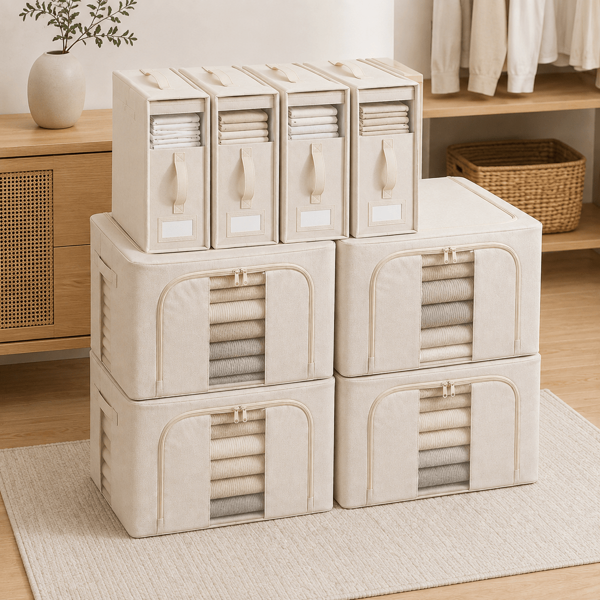 Linen Storage Box 12 Set - Beige – view 2