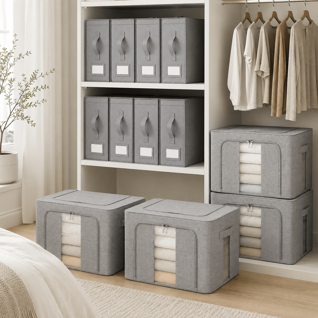 Linen Storage Box 12 Set - Pebble Grey – view 2