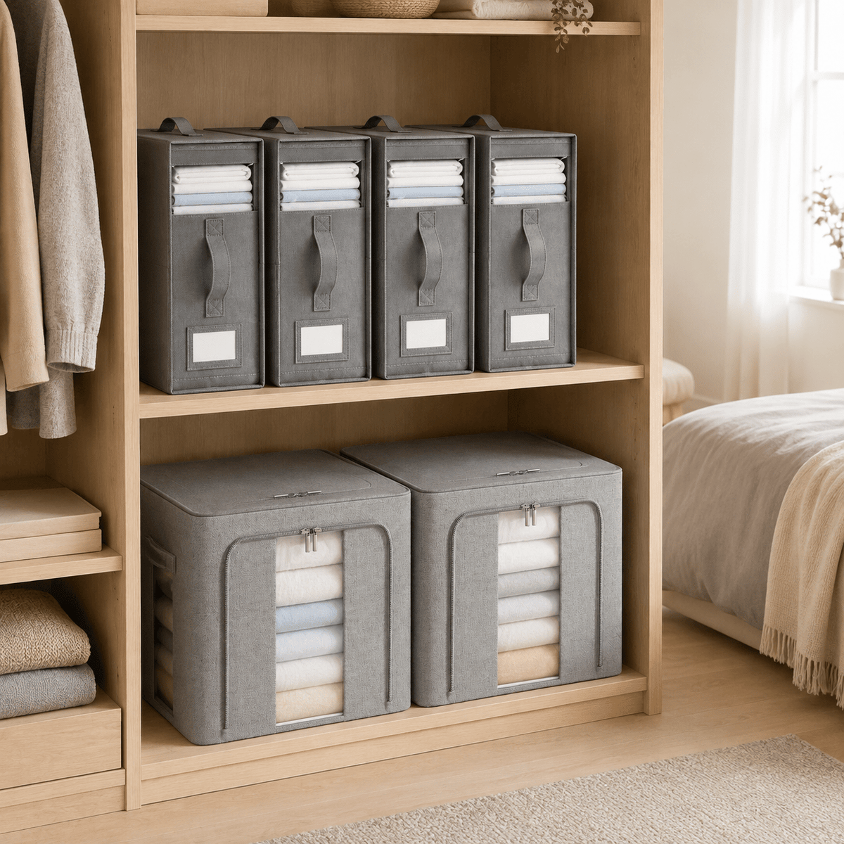 Linen Storage Box 6 Set - Pebble Grey – view 2