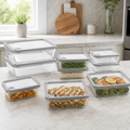 Meal Prep Glass Food Container - 8 Set Rectangle - Grey