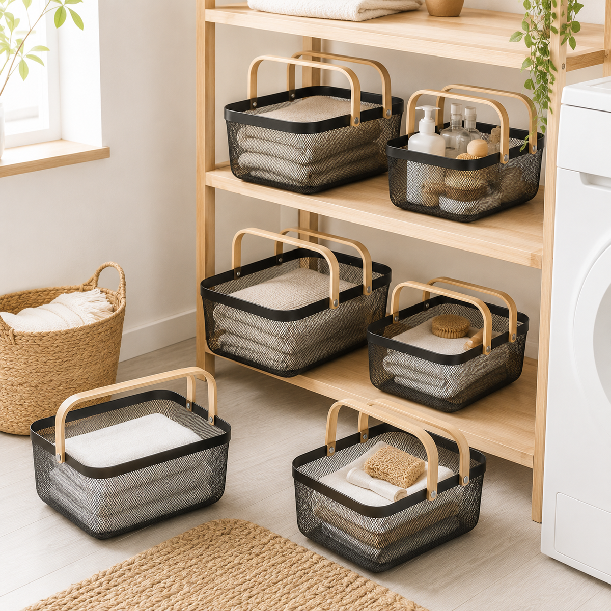 Mesh Storage Basket - 6 Set Black – view 2