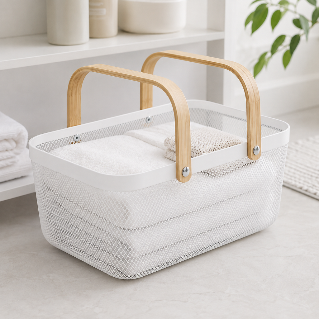 Mesh Storage Basket - White