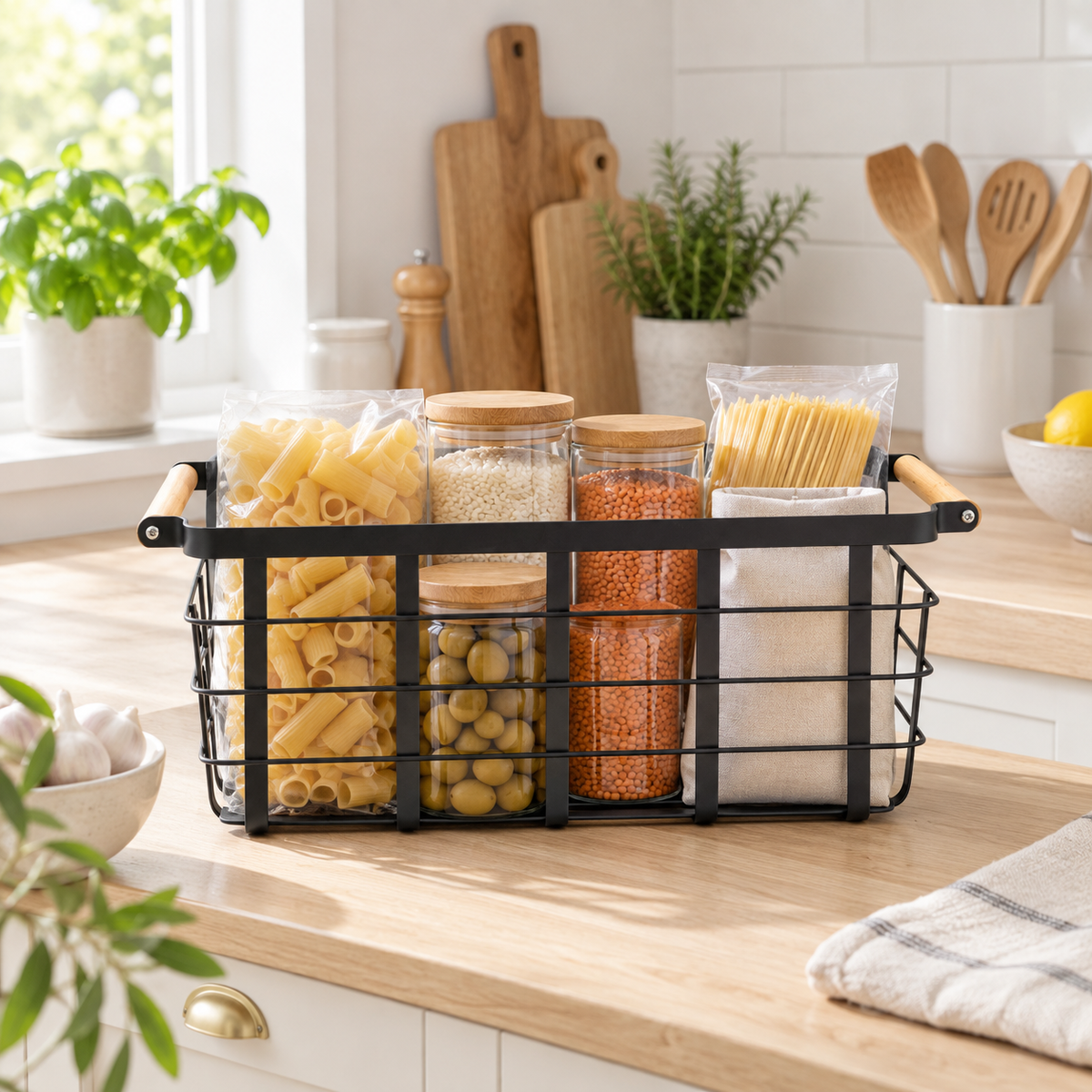 Metal Storage Basket - Black in a clean Scandinavian interior