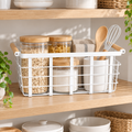 Metal Storage Basket - White in a bright home storage setting