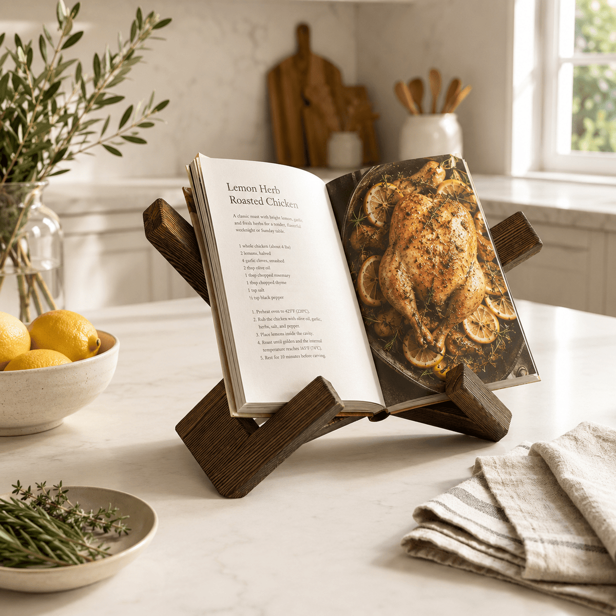 Modern Wooden Cookbook Stand – view 2