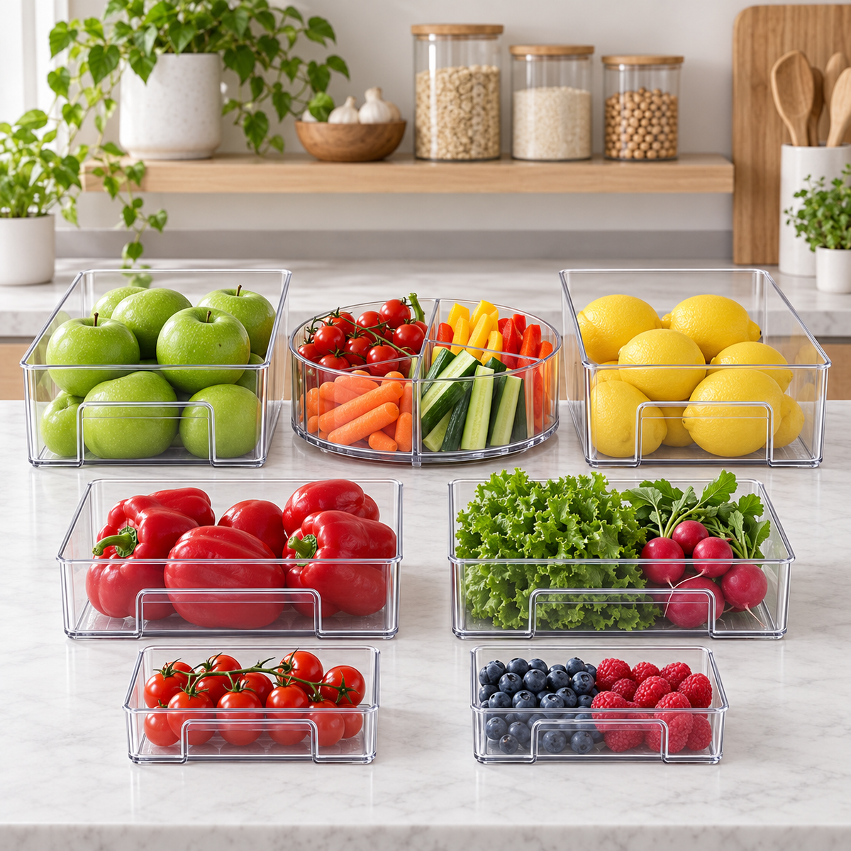 Pantry / Fridge Storage Tray Set in a Scandinavian lifestyle setting