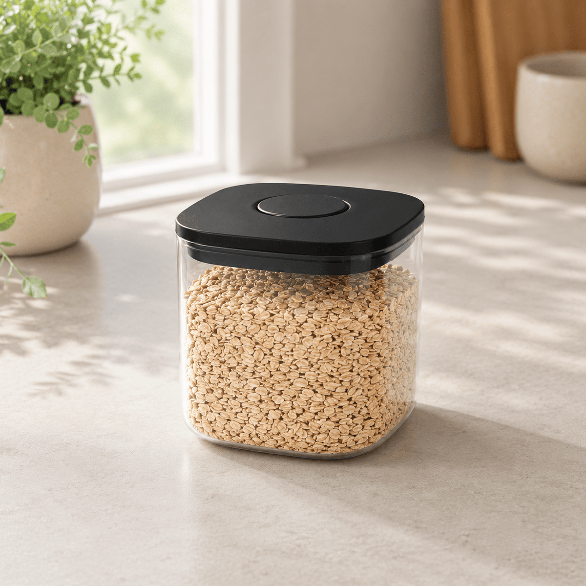 Push Top Pantry Container 1000ml - Black Lid