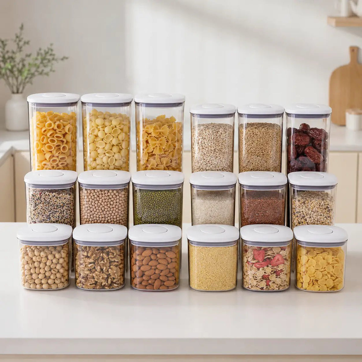 Push Top Pantry Container 15 Set - White Lid