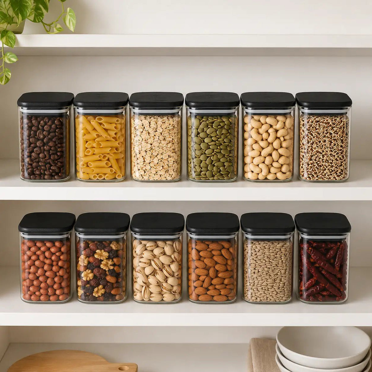 Push Top Spice Container 12 Set - Black Lid