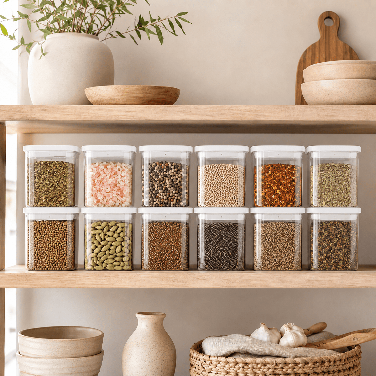 Push Top Spice Container 12 Set - White Lid – view 3