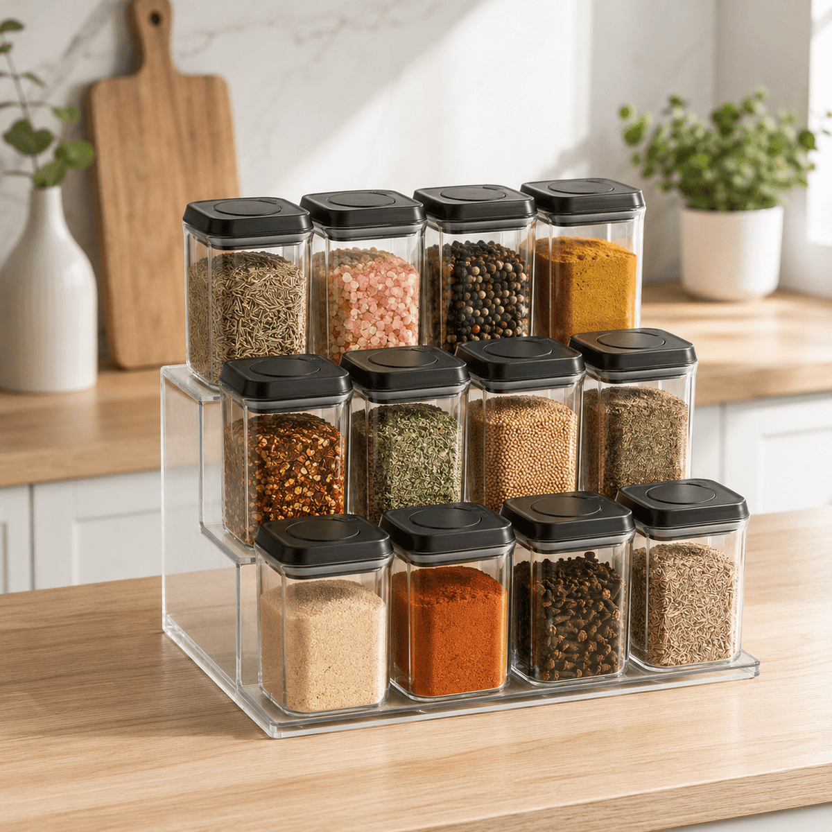 Push Top Spice Container Set - Black Lid – view 2