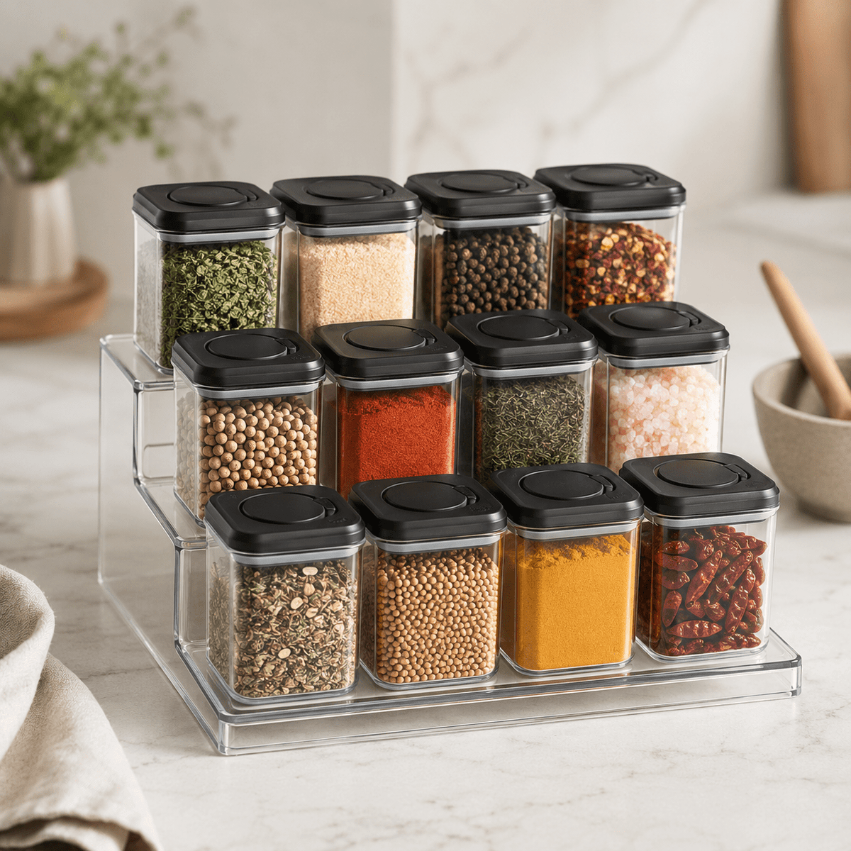 Push Top Spice Container Set - Black Lid – view 3