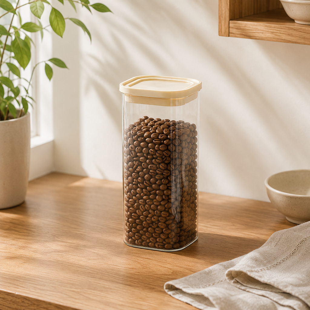 Rectangle Glass Pantry Storage Jar 2.1L - Cream – view 2