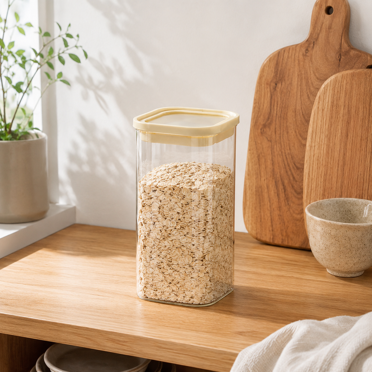 Rectangle Glass Pantry Storage Jar 2.1L - Cream – view 3