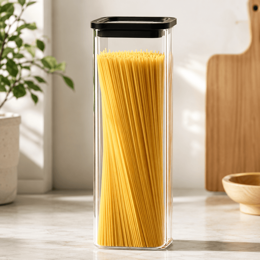 Rectangle Glass Pantry Storage Jar 2L - Black