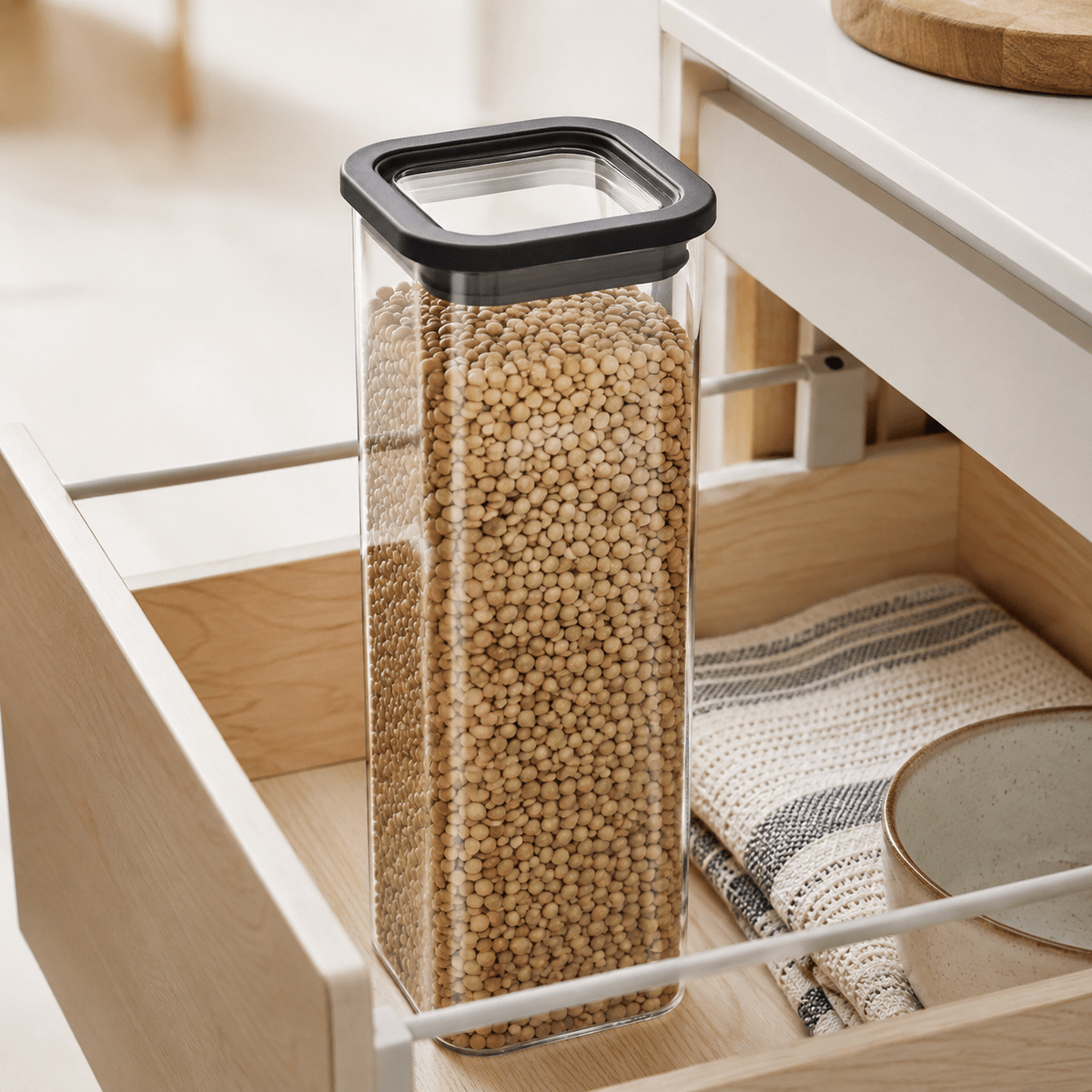 Rectangle Glass Pantry Storage Jar 2L - Black – view 2
