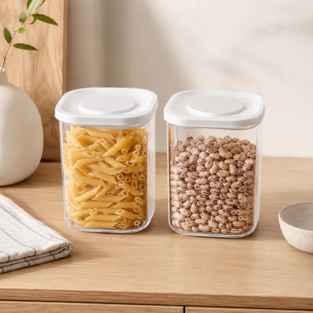 Rectangle Glass Pantry Storage Jars 1.1L - White - 2 Set – view 2
