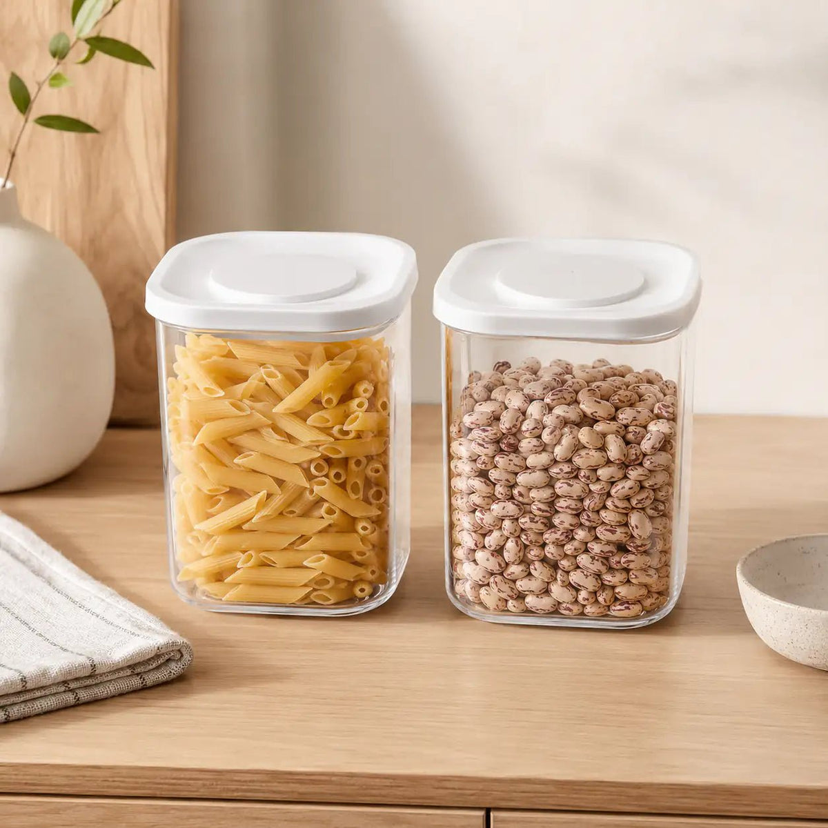 Rectangle Glass Pantry Storage Jars 1.1L - White - 2 Set – view 2