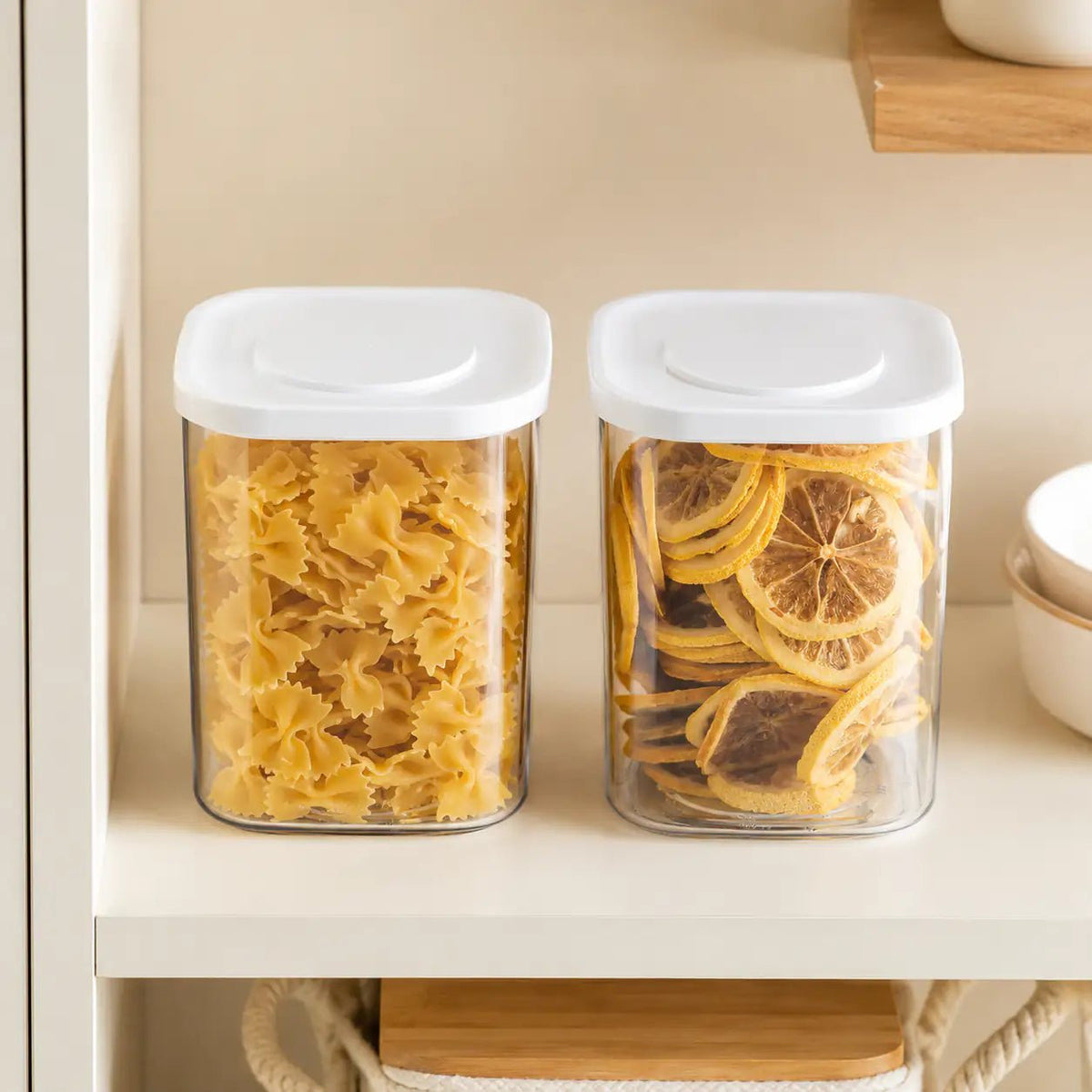 Rectangle Glass Pantry Storage Jars 1.1L - White - 2 Set – view 3