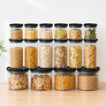 Rectangle Glass Pantry Storage Jars - Black - 18 Set