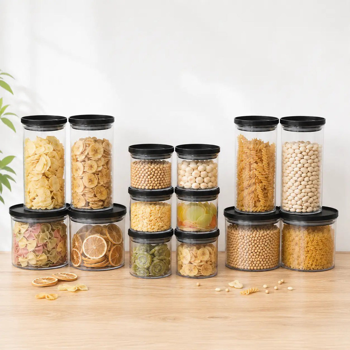 Rectangle Glass Pantry Storage Jars - Black - 18 Set – view 2