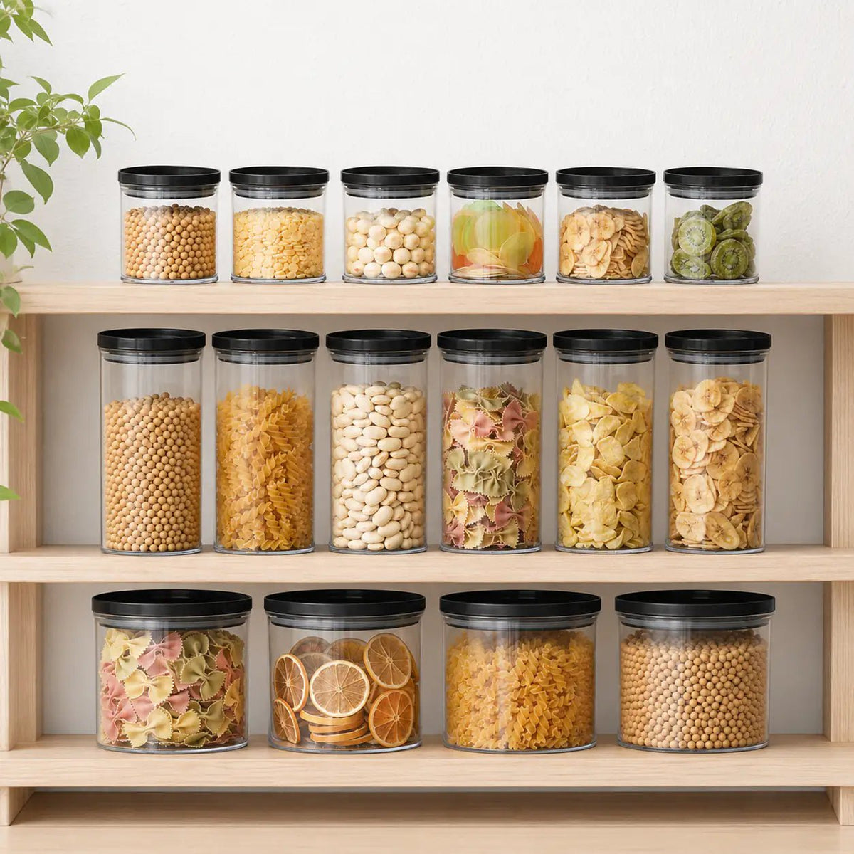 Rectangle Glass Pantry Storage Jars - Black - 18 Set – view 3