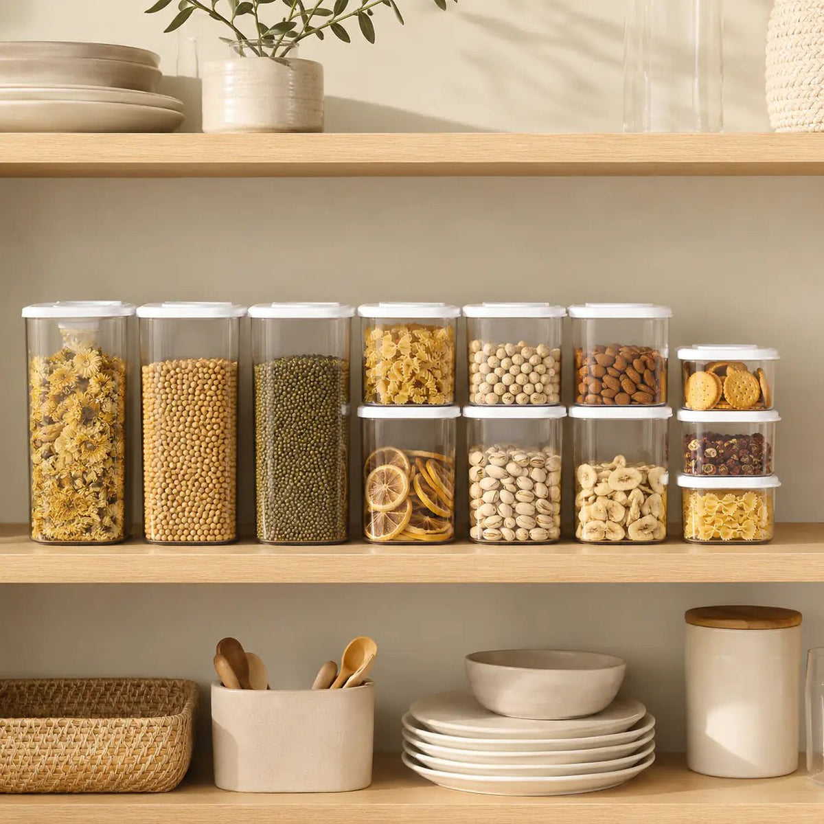 Rectangle Glass Pantry Storage Jars - White - 18 Set – view 2