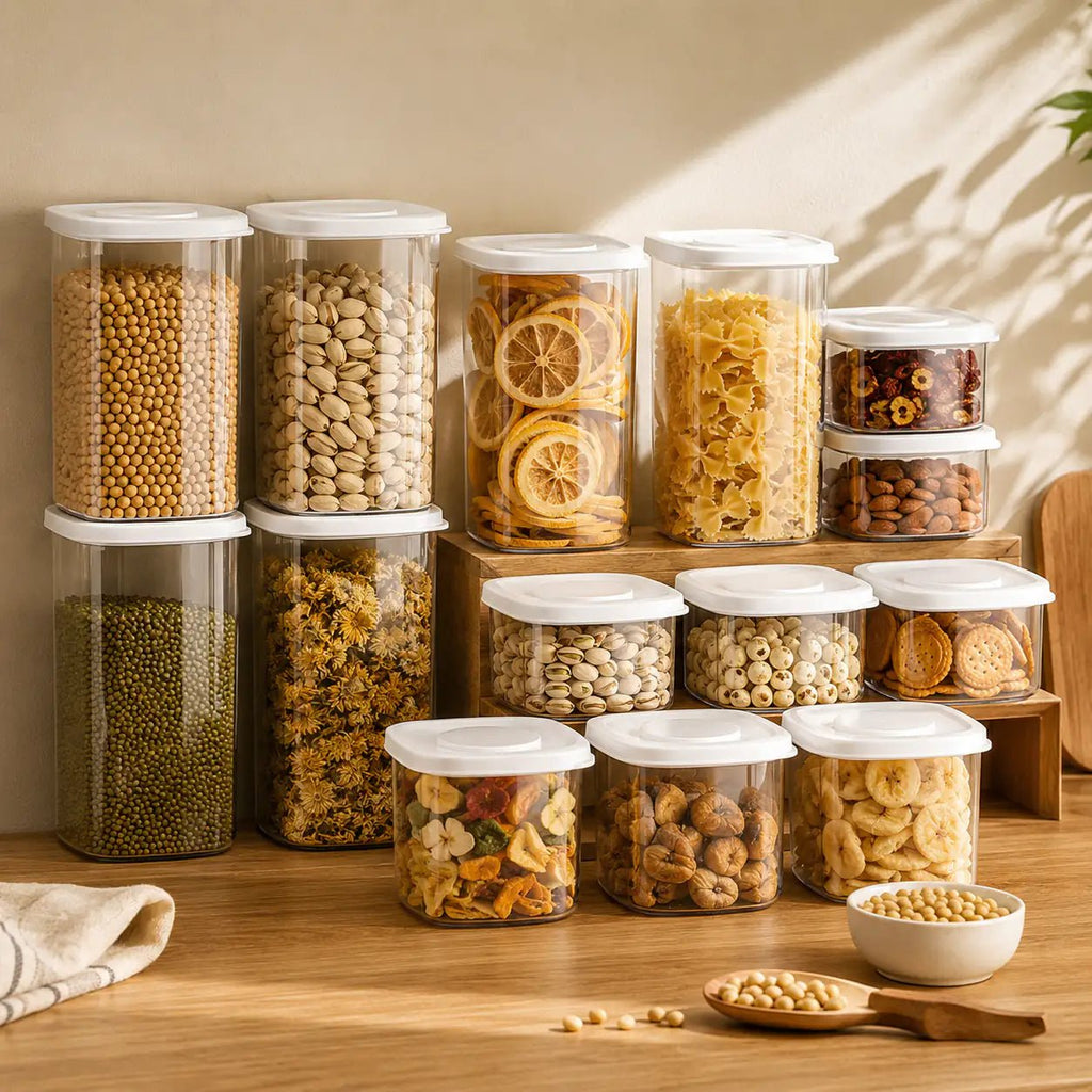 Rectangle Glass Pantry Storage Jars - White - 18 Set – view 3
