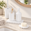 Serenity 5pc Bathroom Set - White arranged in a bright premium home setting