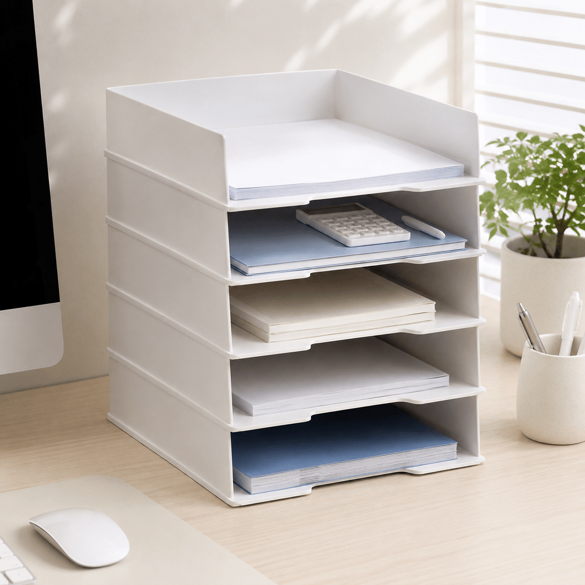 Stackable A4 Paper Tray - 5 Pack