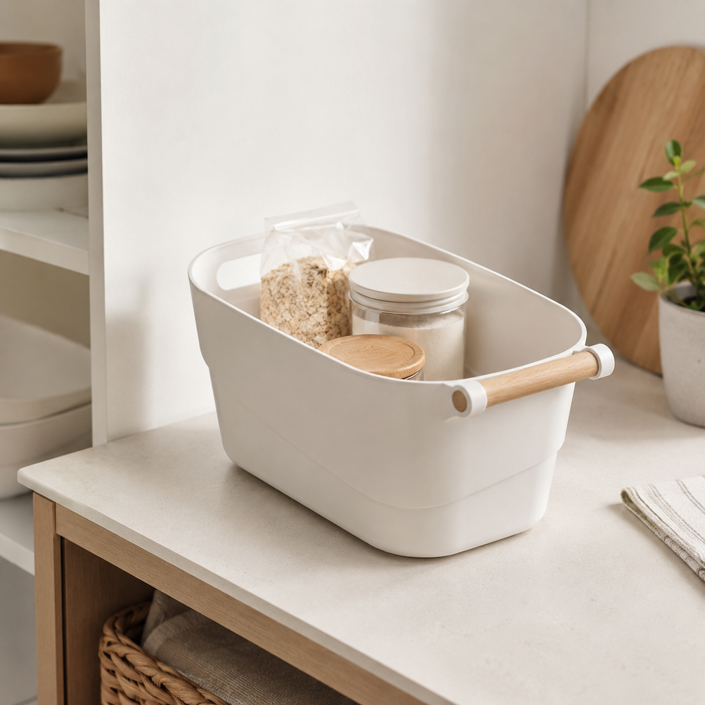 Storage Tub w/ Wooden Handle - Medium
