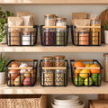 Metal Storage Basket - 6 Set Black arranged in a bright premium home setting