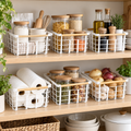 Metal Storage Basket - 6 Set White in a bright organised home setting