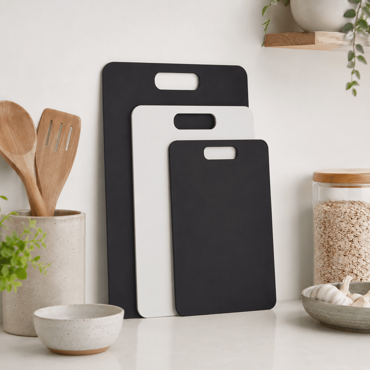 Wood Fibre Chopping Board - 3 Set Black/White – view 3