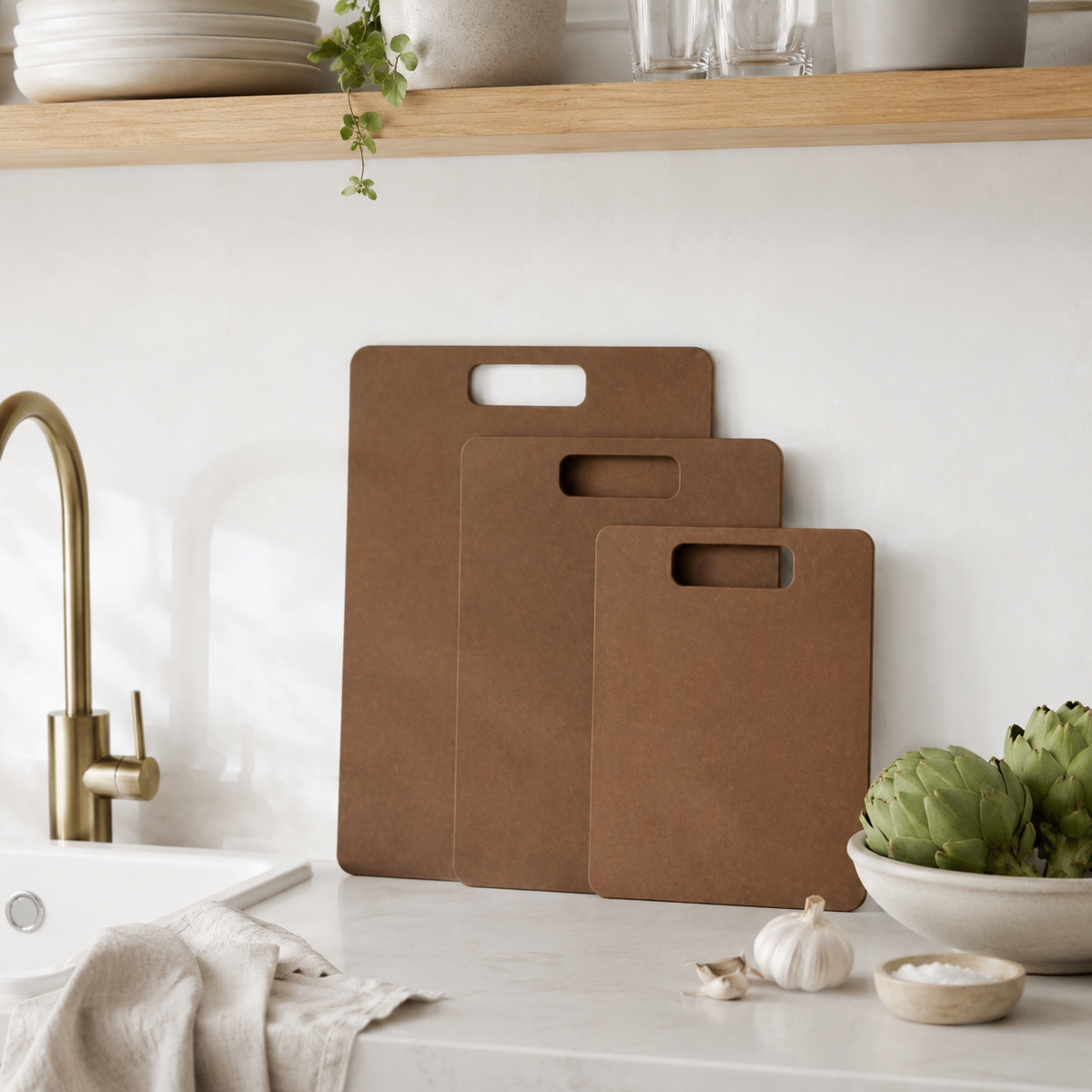 Wood Fibre Chopping Board - 3 Set Brown – view 2