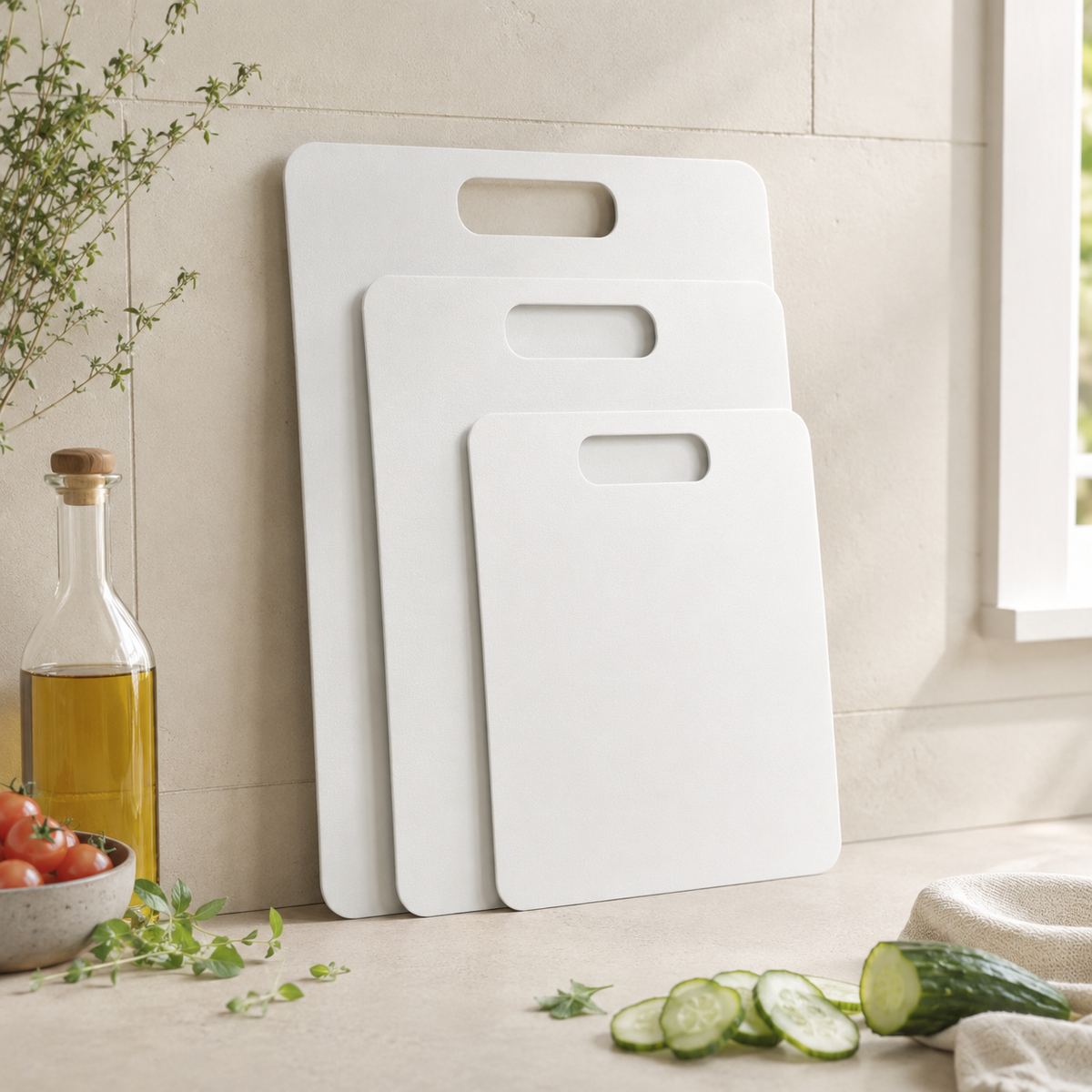 Wood Fibre Chopping Board - 3 Set White
