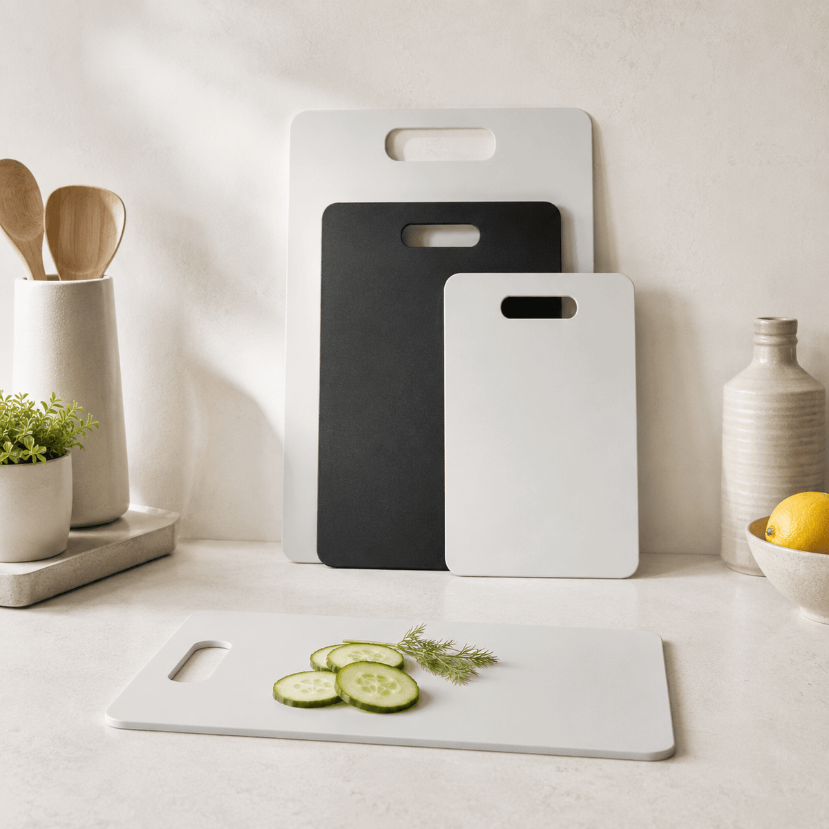 Wood Fibre Chopping Board - 3 Set White/Black – view 3