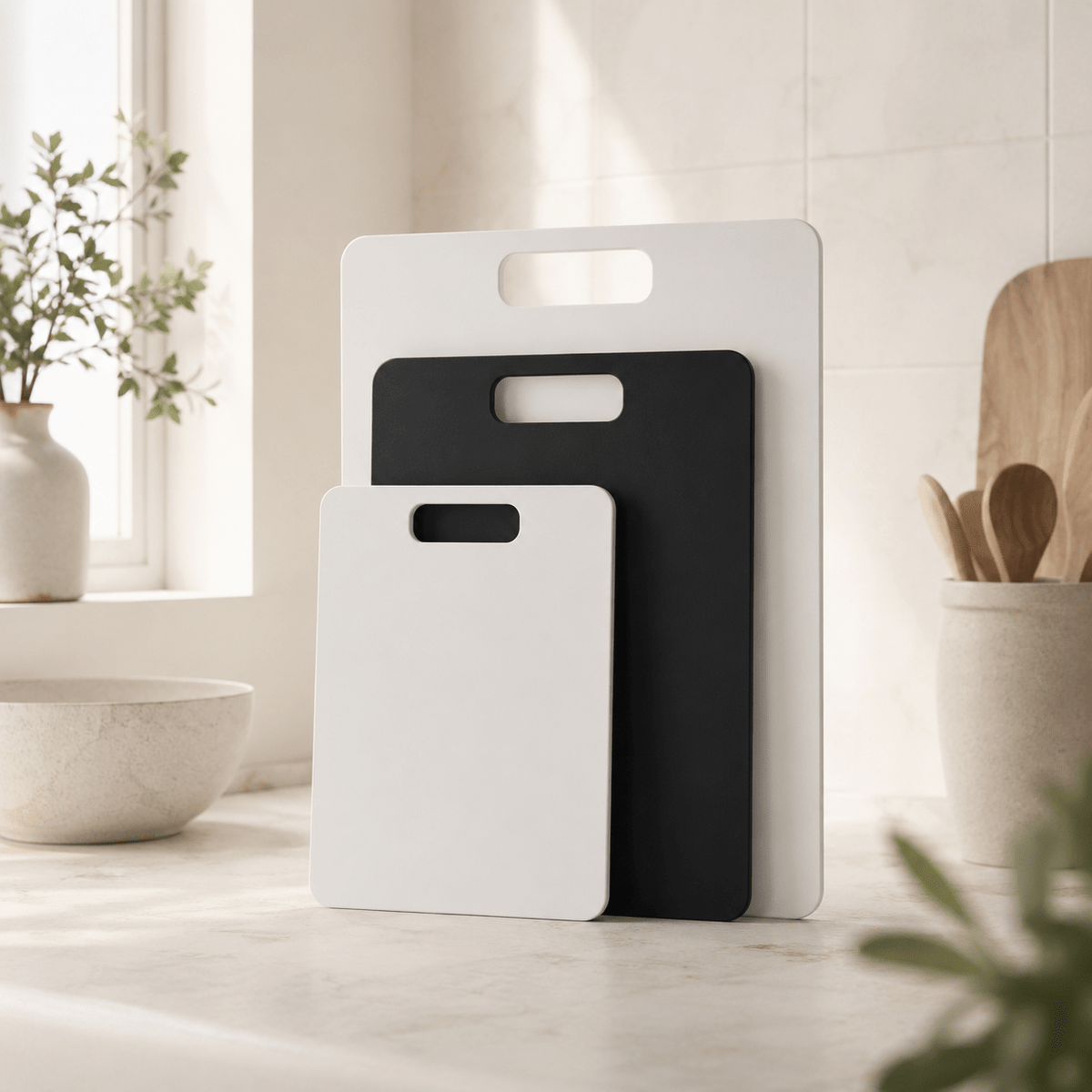 Wood Fibre Chopping Board - 3 Set White/Black – view 4